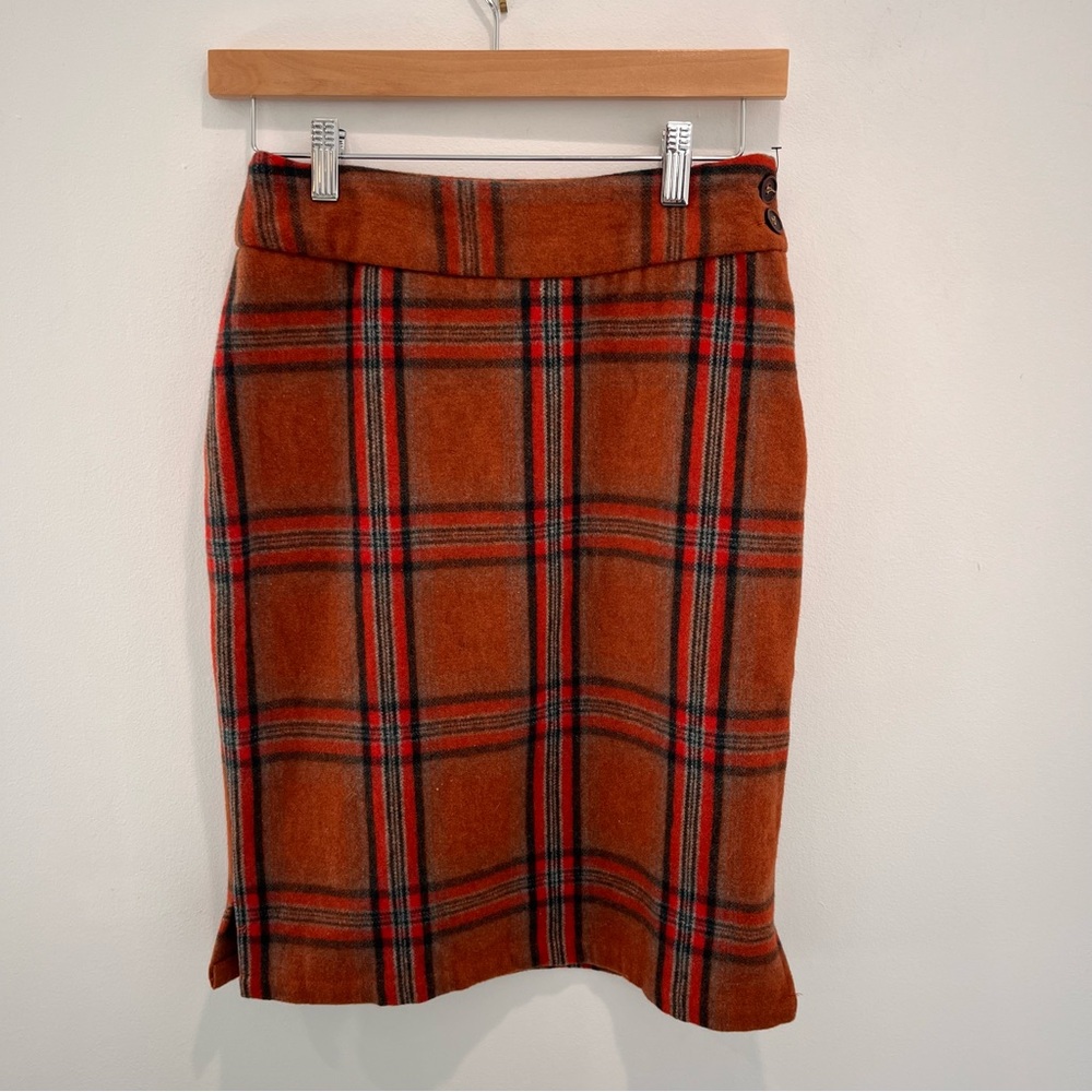SWEET SALT Plaid Mini Wool Skirt Red and Orange | women’s 2